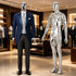 Full-Body Male Mannequin Matte Golden, 6 FT Plastic Man Manequins Stand with Metal Base, Adjustable Head, Flexible Limbs and Detachable Design, Perfect for Clothing Stores