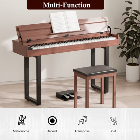 UMOMO 88 Weighted Key Digital Piano with Metal Stand, Beginner Keyboard Piano with Piano Bench, Full Size Heavy Hammer Weighted Action Electric Piano Keyboard with USB MIDI