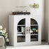 TTGIEET Sideboard Buffet Cabinet Modern Accent Console Cabinet with Arched Glass Doors and Storage,White,for Living Room,Dining Room,Entryway