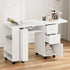 TTGIEET Manicure Station with Storage Drawers and Cabinet, Nail Tech Table with Foldable Tabletop, Nail Station with Lockable Wheels, Wrist Cushion, Nail Organizer & Foldable Trash Rack