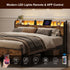 TTGIEET King Size Bed Frame with Storage Headboard, Charging Station & LED Lights – Sturdy Metal Platform, No Box Spring Needed, Easy Assembly, Rustic Brown