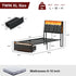 TTGIEET Twin XL Upholstered Bed Frame w/ Storage Headboard, Drawer, Charging & LED, Dark Grey, No Box Spring