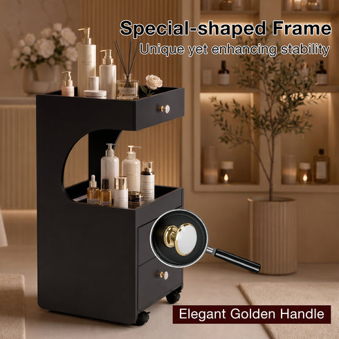 TTGIEET Salon Stylist Rolling Cart with 3 Drawers and Pull-Out Desktop, Makeup Tool Organizer for Beauty Spa Barbershop