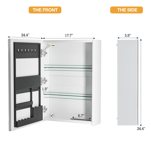 TTGIEET 18"x24" Bathroom Medicine Cabinet with Mirror and 3-Color LED Lights, Anti-Fog, Bathroom Wall Cabinet with 3-Adjustable Shelves Storage Organizer, White