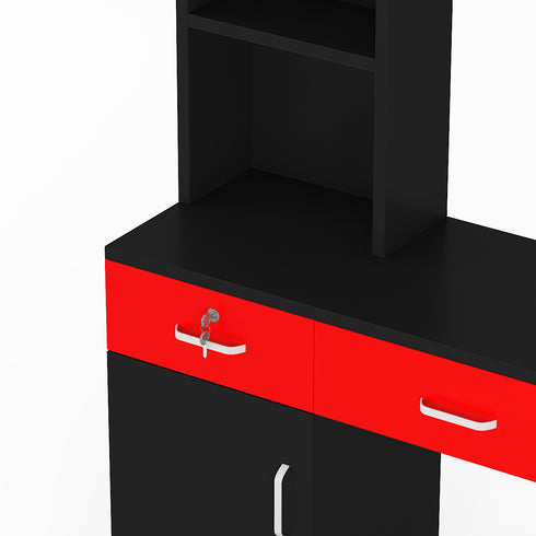 TTGIEET Barber Salon Station Wall Mount Hair Styling Salon Equipment Set Beauty Spa Furniture Set, Lockable Left Shelf, Mirror not Included