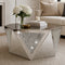 TTGIEET Hexagon Diamond Mirror Coffee Table, Crushed Diamond Finish Art Deco Luxury Centerpiece for Living Room