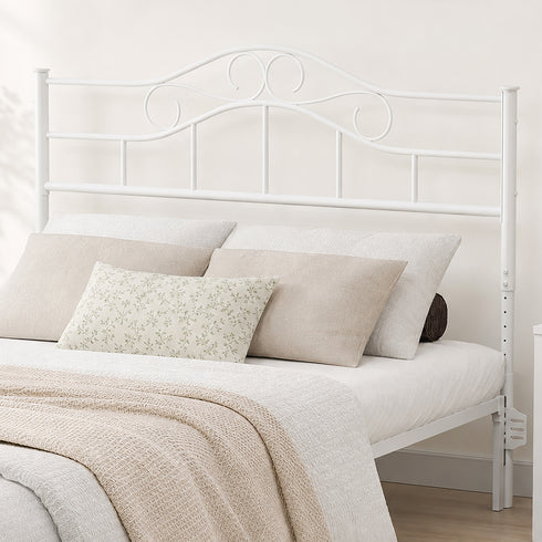 TTGIEET Metal Full Headboard, Adjustable Height, Vintage Iron Scrollwork Design with Bed Frame Brackets Adapter