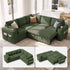 TTGIEET 5-Seater L-Shaped Reversible Sectional Sleeper Sofa, Pull-Out Sofa Bed with Storage & Cup Holders & Adjustable Backrest, Corduroy Couch for Living Room