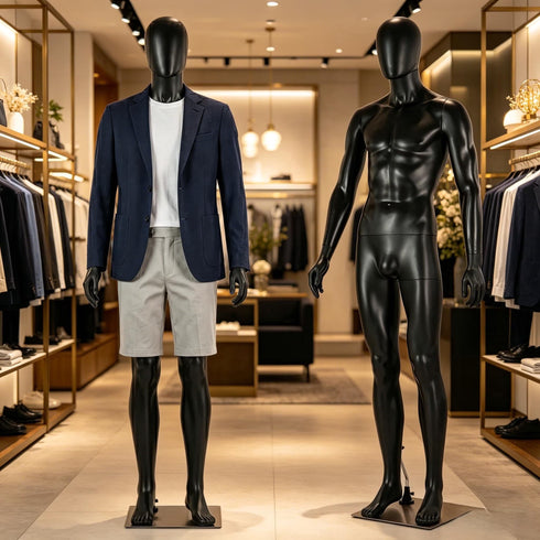 Full-Body Male Mannequin Matte Golden, 6 FT Plastic Man Manequins Stand with Metal Base, Adjustable Head, Flexible Limbs and Detachable Design, Perfect for Clothing Stores