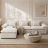 TTGIEET L-Shaped Sectional Sofa, 3-Seat Cloud Couch with Movable Ottoman, Oversized Chenille Sofa for Living Room
