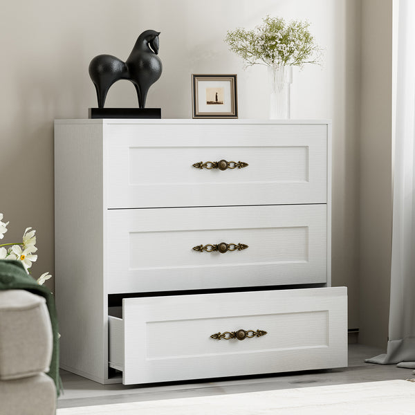 TTGIEET Wooden Dresser with 3 Large Drawers, Modular Media Console Storage Chest of Drawers, Sideboard Credenza for Living Room, Entryway, Kitchen