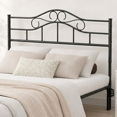 TTGIEET Metal Queen Headboard, Adjustable Height, Vintage Iron Scrollwork Design with Bed Frame Brackets Adapter
