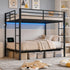 TTGIEET Full Metal Bunk Bed Frame w/ LED & USB Ports, Dual Guardrails, 2 Ladders, Heavy-Duty