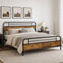 TTGIEET California King Metal Bed Frame w/Wooden Headboard, Footboard, Heavy Duty Steel Slats, Farmhouse Platform Bed Frame w/12" Under Bed Storage, No Box Spring Needed(Rustic Brown)