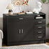 TTGIEET 5-Drawers Salon Furniture Salon Storage Station, Free Standing Cabinet for Hair Stylist, Beauty Spa Furniture w/1 Large Capacity Cabinet & 1 Open Shelf, Spa Bathroom Equipment, Black
