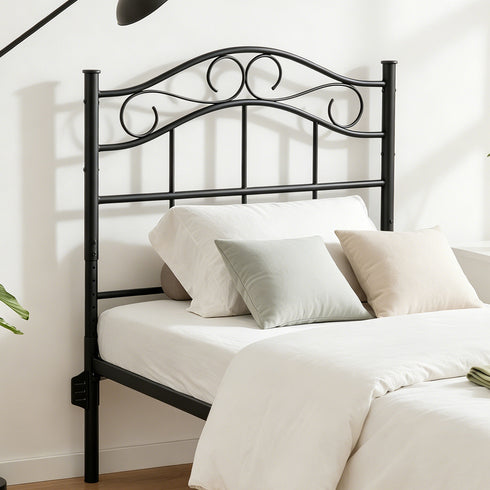 TTGIEET Metal Twin/Twin XL Headboard, Adjustable Height, Vintage Iron Scrollwork Design with Bed Frame Brackets Adapter