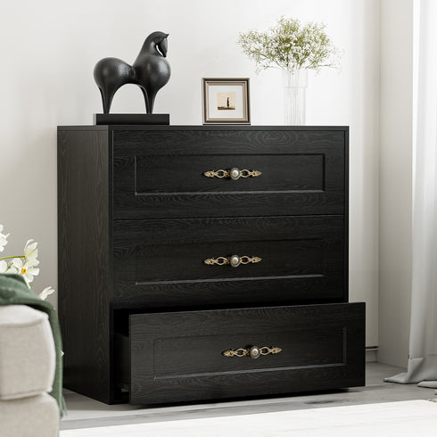 TTGIEET Wooden Dresser with 3 Large Drawers, Modular Media Console Storage Chest of Drawers, Sideboard Credenza for Living Room, Entryway, Kitchen