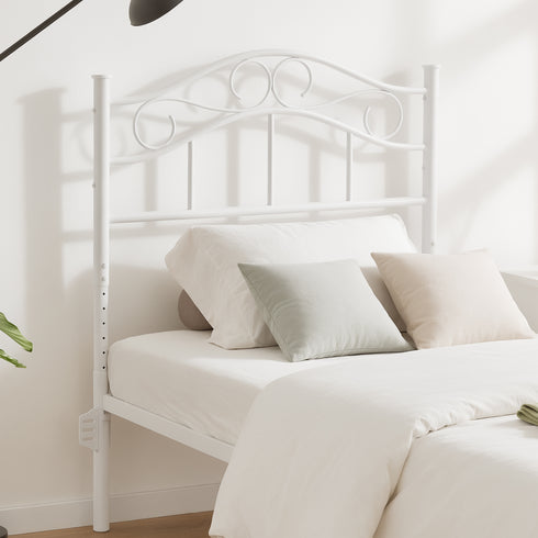 TTGIEET Metal Twin/Twin XL Headboard, Adjustable Height, Vintage Iron Scrollwork Design with Bed Frame Brackets Adapter