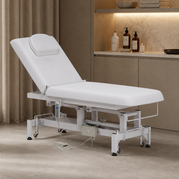 TTGIEET Electric Lift Massage Table for Estheticians, Professional Facial Bed with Adjustable Backrest, Spa Treatment Table for Salon, Waxing, Massage & Physical Therapy, White