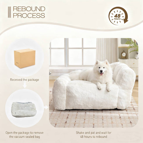 TTGIEET Dog Sofa Couch Bed for Medium, Large Dogs, 51" Pet Sofa with Faux Fur Fabric, Comfortable Pet Couch with Backrest and Armrests