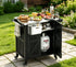 TTGIEET Outdoor Grill Cart with Storage Cabinet, Portable BBQ Prep Station Table Stainless Steel Top, Black with Spice Rack & Waterproof Cover