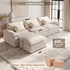 TTGIEET Chenille Cloud Couch L-Shaped, 3-Seat Sofa with Movable Ottoman, Oversized Sectional Couch for Living Room