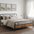 TTGIEET California King Metal Bed Frame w/Wooden Headboard, Footboard, Heavy Duty Steel Slats, Farmhouse Platform Bed Frame w/12" Under Bed Storage, No Box Spring Needed(Rustic Brown)