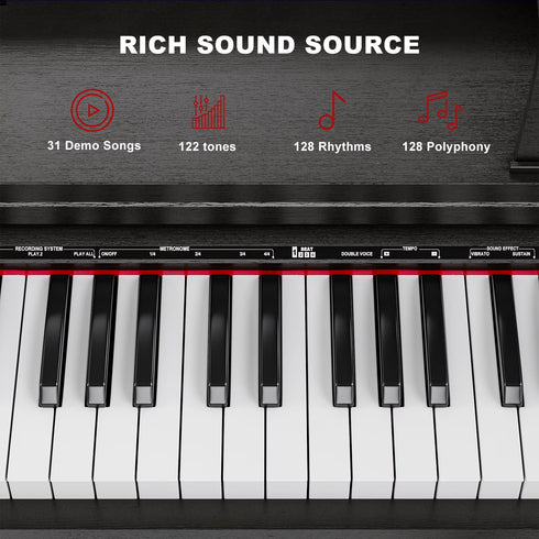 UMOMO 88 Weighted Key Digital Piano Keyboard with Piano Bench, Full Size Electric Piano with Piano Stand, Headphone Jack, 3 Pedal, Electronic Piano for Beginner, Adults