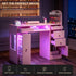TTGIEET Nail Desk for Nail Tech with Lockable Wheels, Rolling Manicure Table w/LED Light Display Cabinet , Storage Drawers, Wrist Cushion for Beauty Salon, Spa & Home