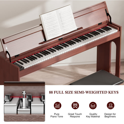 TTGIEET 88 Key Digital Piano Keyboard, Full Size Electric Piano with Piano Stand, Headphone Jack, 3 Pedal, Electronic Piano for Beginner