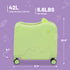 TTGIEET 18" Ride On Suitcase for Kids with 360° Spinner Wheels, 42L Hardshell Kids Carry On Travel Luggage with Lock, Green