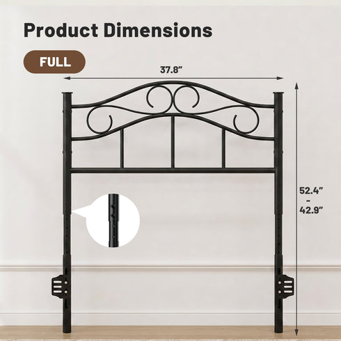TTGIEET Metal Twin/Twin XL Headboard, Adjustable Height, Vintage Iron Scrollwork Design with Bed Frame Brackets Adapter
