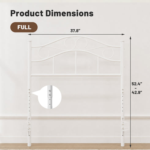 TTGIEET Metal Twin/Twin XL Headboard, Adjustable Height, Vintage Iron Scrollwork Design with Bed Frame Brackets Adapter