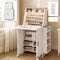TTGIEET TTGIEET Folding Sewing Cabinet with Built-in Power Outlet, LED Light, Storage Shelves & Thread Organizer, Barn Door Style