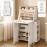 TTGIEET TTGIEET Folding Sewing Cabinet with Built-in Power Outlet, LED Light, Storage Shelves & Thread Organizer, Barn Door Style