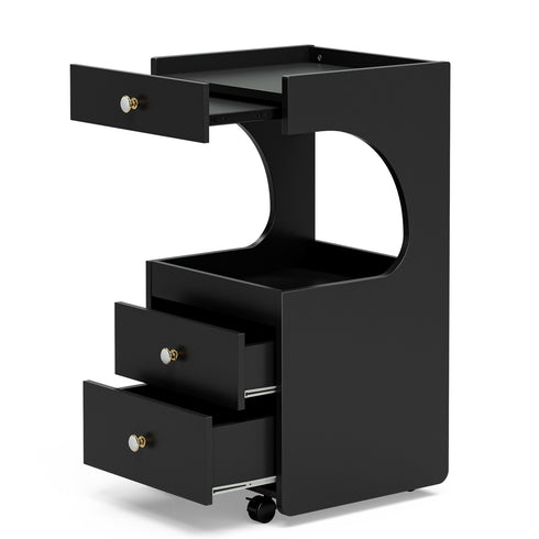 TTGIEET Salon Stylist Rolling Cart with 3 Drawers and Pull-Out Desktop, Makeup Tool Organizer for Beauty Spa Barbershop