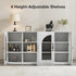 TTGIEET Sideboard Buffet Cabinet Modern Accent Console Cabinet with Arched Glass Doors and Storage,White,for Living Room,Dining Room,Entryway