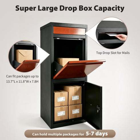 TTGIEET Package Delivery Boxes for Outdoor, 40 Gallon Large Mailbox with Lock, Weatherproof Metal Parcel Drop Safe for Porch