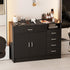 TTGIEET 5-Drawers Salon Furniture Salon Storage Station, Free Standing Cabinet for Hair Stylist, Beauty Spa Furniture w/1 Large Capacity Cabinet & 1 Open Shelf, Spa Bathroom Equipment, Black