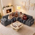 TTGIEET 5-Seater L-Shaped Reversible Sectional Sleeper Sofa, Pull-Out Sofa Bed with Storage & Cup Holders & Adjustable Backrest, Corduroy Couch for Living Room