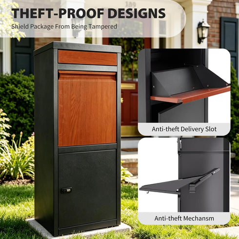 TTGIEET Package Delivery Boxes for Outdoor, 40 Gallon Large Mailbox with Lock, Weatherproof Metal Parcel Drop Safe for Porch