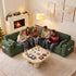 TTGIEET 5-Seater L-Shaped Reversible Sectional Sleeper Sofa, Pull-Out Sofa Bed with Storage & Cup Holders & Adjustable Backrest, Corduroy Couch for Living Room