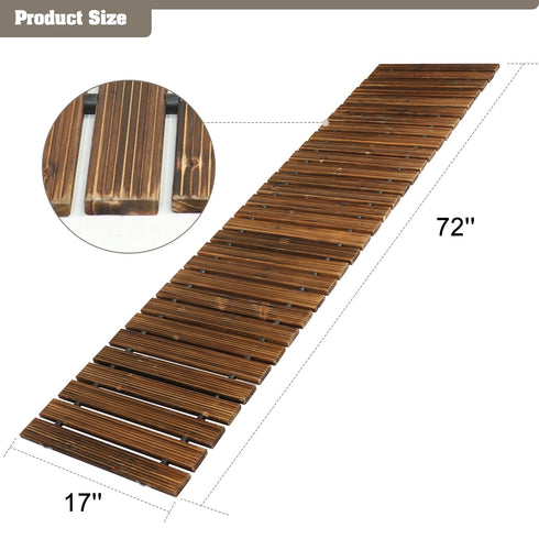 TTGIEET 6 FT Straight Wooden Garden Pathway, Non-Slip Outdoor Roll Out Walkway with Wire Rope Connection for Lawn Patio Backyard