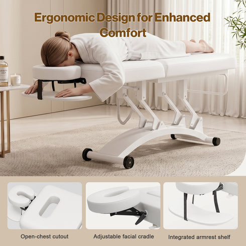 TTGIEET 550 lbs Electric Lift Massage Table, Height Adjustable Spa Esthetician Bed with Remote Control, 55° Adjustable Backrest
