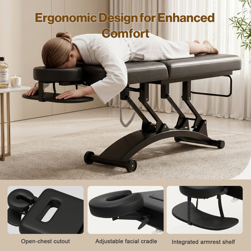 TTGIEET 550 lbs Electric Lift Massage Table, Height Adjustable Spa Esthetician Bed with Remote Control, 55° Adjustable Backrest