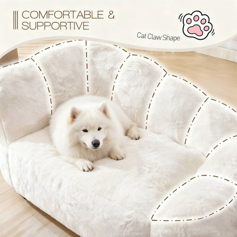 TTGIEET Dog Sofa Couch Bed for Medium, Large Dogs, 51" Pet Sofa with Faux Fur Fabric, Comfortable Pet Couch with Backrest and Armrests