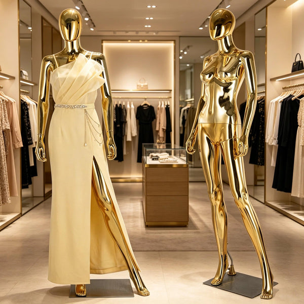 TTGIEET Full Body Female Mannequin Golden, 70" Plastic Female Dress Form Display Adjustable Manikin Torso for Clothing Store, Realistic Stand Clothing Forms with Metal Base for Tailor Shop