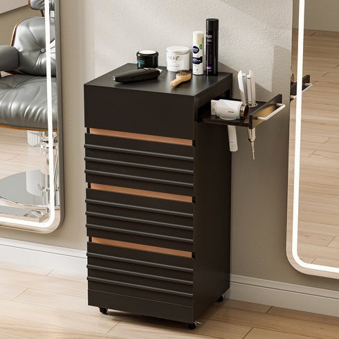 TTGIEET Salon Trolley Cart with Lockable Wheels, Rolling Hair Cart with 3 Dryer Holders for Hair Stylist, Wall Mount Makeup Organizer Stations Cabinet for Beauty Spa Barbershop Tattoo