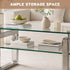 TTGIEET Mirrored Glass Coffee Table, Modern 2-Tier Tempered Glass End Table with Sturdy Metal Legs, Rectangle Silver Tea Table for Living Room, Office, Home