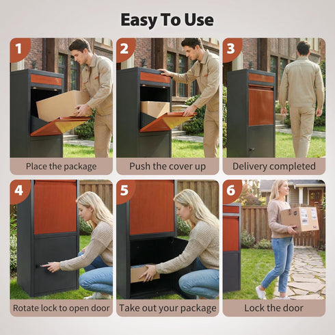 TTGIEET Package Delivery Boxes for Outdoor, 40 Gallon Large Mailbox with Lock, Weatherproof Metal Parcel Drop Safe for Porch